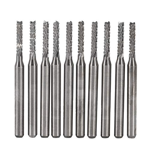 Artillery Schaftfräser Set,10 Stück 2 mm Hartmetallfräser Set,1/8 Zoll 3.175 mm Schaft Spirale CNC Fräser,Silber Schneide Fräsbohrer Werkzeuge Satz für SMT/CNC/PCB Gravur von Artillery