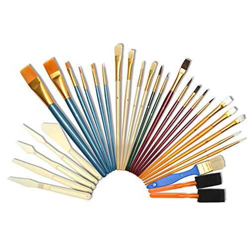 Artina 30-TLG Pinselset – Pinsel Set mit Borstenpinsel, Rundpinsel, Flachpinsel, Schwammpinsel & Malspachtel – Natur- & Nylon-Borsten Pinsel für Acryl-, Aquarell-, & Ölmalerei Artina 30-TLG Pinselset – Pinsel Set mit Borstenpinsel, Rundpinsel, Flachpinsel, Schwammpinsel & Malspachtel – Natur- & Nylon-Borsten Pinsel für Acryl-, Aquarell-, & Ölmalerei von Artina