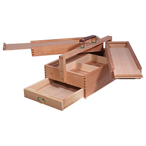Artina Malkasten Vannes - Utensilienbox - Malkoffer aus Holz mit 4 Staufächern, Holzkoffer 39x23x17,5 cm, Bastelkoffer mit Tragegriff - ideal als Nähkasten, Werkzeugkasten, Tragekoffer etc. von Artina