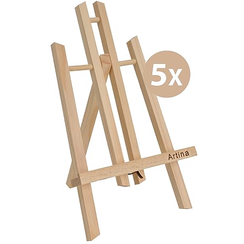 Artina Manchester 5er Set Tischstaffelei klein aus Holz 28cm Mini Präsentationsstaffelei Display-Staffelei für Bilder, Menü Karten, Deko – Holzstaffelei für Schulen und Kinder Artina Manchester 5er Set Tischstaffelei klein aus Holz 28cm Mini Präsentationsstaffelei Display-Staffelei für Bilder, Menü Karten, Deko – Holzstaffelei für Schulen und Kinder von Artina
