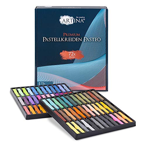 Artina Pastellkreide Pasteo 72er Set - Softpastellfarben in Studio Qualität als feine Kreide Stifte Pastellfarben Softpastellkreide Weichpastell für die Kunst von Artina