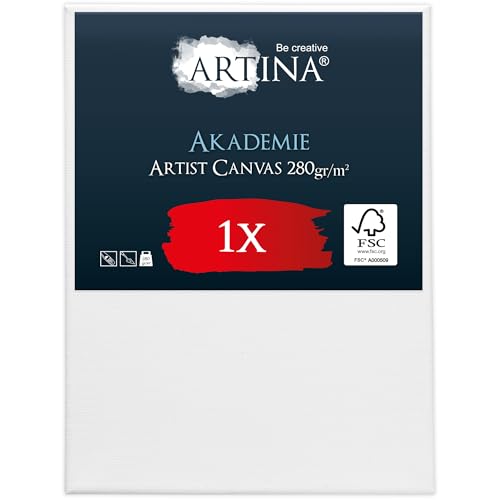 Artina - Keilrahmen - Leinwand zum Bemalen - Akademie - feine Qualität - 2-fach grundiert - 70 x 90 cm 280 g/m² von Artina
