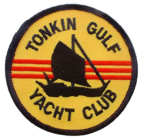United States Military Vietnam Tonkin Gulf Yacht Club Patch mit Bügelkleber (gelb und rot) von Artisan Owl
