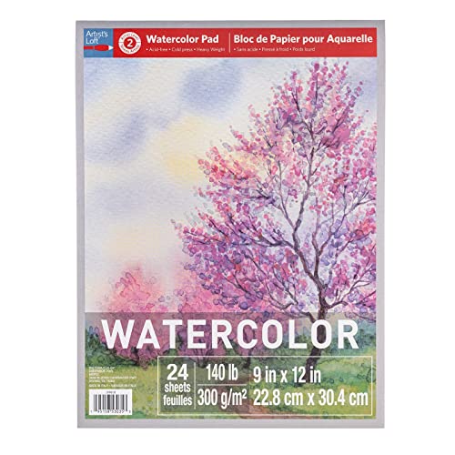 Artist's Loft Aquarellblock, Stufe 2, schweres und säurefreies Papier für Aquarell, Gouache und Acryl, 22,9 x 30,5 cm, 1 Packung von Artist's Loft