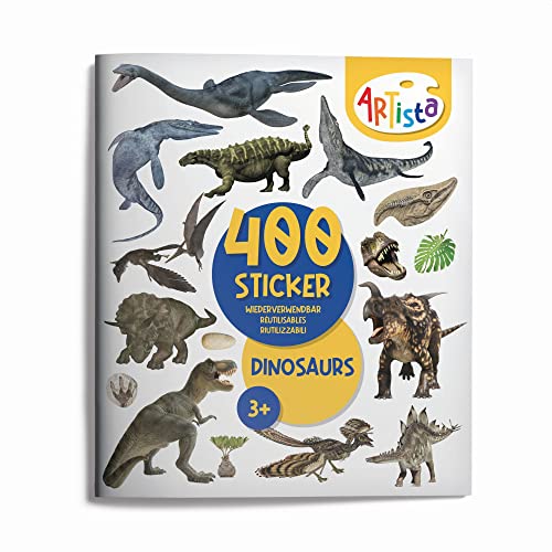 Artista 9315134 Stickerbuch Dinosaurier, 400 naturgetreue Sticker, wiederverwendbar, für Erwachsene und Kinder ab 3 Jahren von Artista