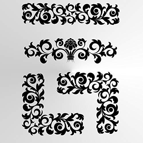Set von Bordüren Barock Tischläufer Dekor A3 A4 A5 & größere Größen/Cor1 (Mylar-Schablone, A5 Größe – 148 x 210 mm, 14,7 x 21,1 cm) von Artistic Sponge