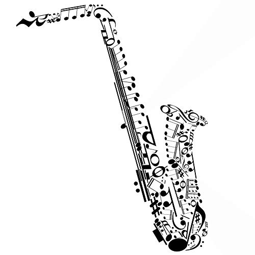 Wiederverwendbare Schablone für Saxophon Saxophon Musiknoten A3 A4 A5 & größere Größen Modern / Music2 (wiederverwendbare PVC-Schablone, A4-Größe – 210 x 297 mm, 21,1 x 29,7 cm) von Artistic Sponge