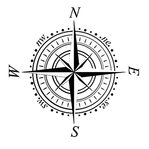 Windrosen-Navigationskompass, wiederverwendbare Schablone A3, A4, A5 und größere Größen, Wanddekor/Kompass (wiederverwendbare PVC-Schablone, A5-Größe – 148 x 210 mm) von Artistic Sponge