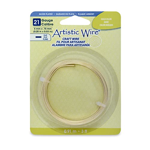 Artistic Draht 21-Gauge flach 5 mm von 0,75 mm, 0,9 m, Gold von Artistic Wire