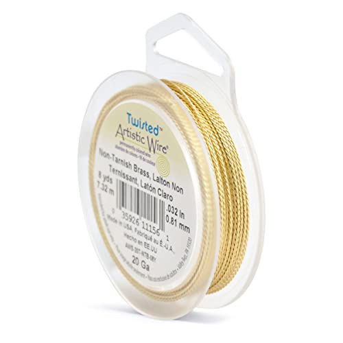 Artistic Wire, 20 Gauge, gedreht, rund, anlaufgeschützt, Messing, 7,3 m Basteldraht, 81 mm-8 yd / 7.31 m von Artistic Wire