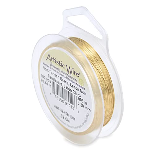 Artistic Wire, 32 Gauge Craft Wire, Tarnish Resistant Brass, 100 yd (91.4 m) Basteldraht, Nt Messing von Artistic Wire