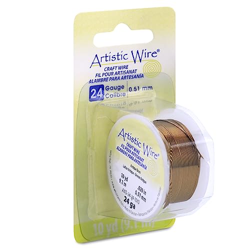 Artistic Wire, Basteldraht, 0,6 mm (24 Gauge), anlaufgeschützt, farbiger Kupferdraht, antikes Messing, 9,1 m von Artistic Wire