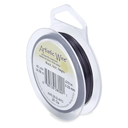 Artistic Wire 0,32 mm (28 Gauge) Anlaufbeständiger, Farbiger Kupfer-Basteldraht, schwarz, 32 mm von Artistic Wire