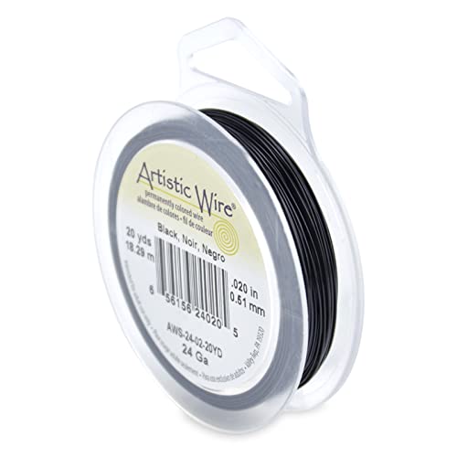 Artistic Wire 0,51 mm (24 Gauge) Anlaufbeständiger, Farbiger Kupfer-Basteldraht, schwarz, 51 mm von Artistic Wire