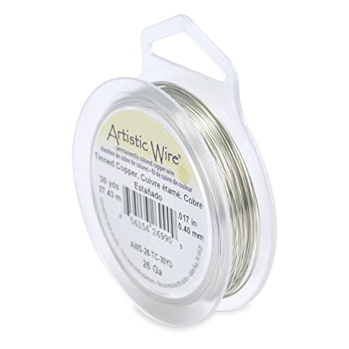 Artistic Wire 26 Gauge / .41 mm Anlaufbeständiger, verzinnter Kupfer-Basteldraht, Silber, 30 yd / 27.4 m von Artistic Wire