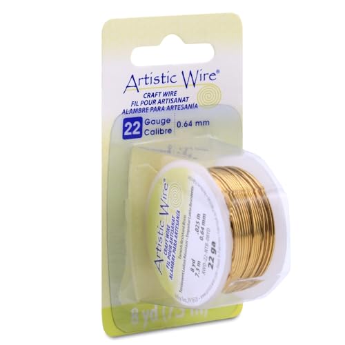 Artistic Wire Beadalon, 22 Gauge Craft Wire, Natural Non-Tarnish Brass, 8 yd (7.3 m) Basteldraht, Messing, Goldfarben 64 mm von Artistic Wire