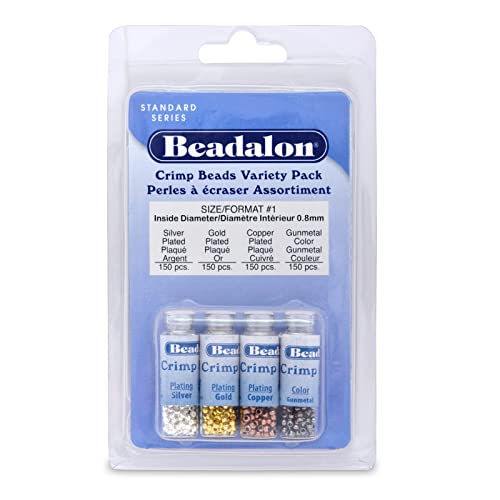 Beadalon Quetschperlen, Größe #1–600 Stück, Silber, Gold, Kupfer, Hämatit, für Schmuckherstellung und Perlen von Beadalon