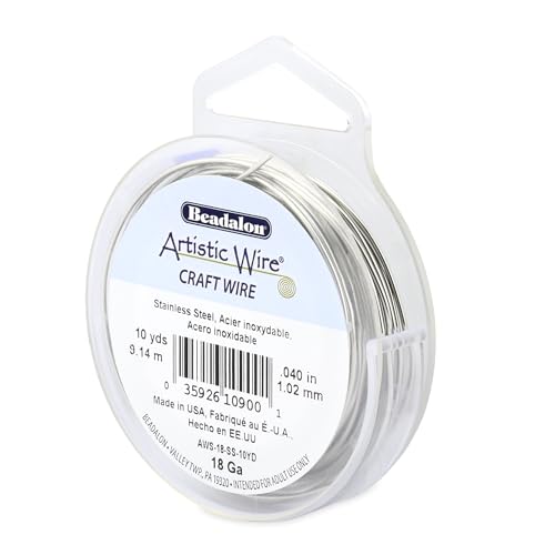 Beadalon Artistic, 18 Gauge Craft Wire, Stainless Steel, 10 yd (9.1 m) Basteldraht, Edelstahl, Glänzender Stahl, 1 mm von Artistic Wire