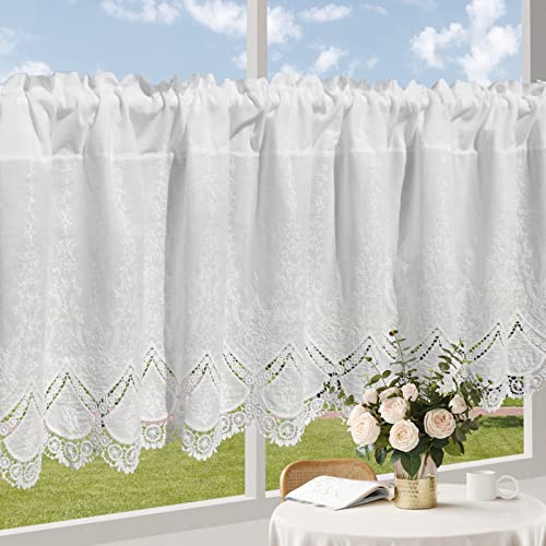ArtisticHome Scheibengardine Bistrogardine Landhaus Bestickte Weiße Vorhänge Kurzstores Gardinen 145cm Kurzgardinen Küchengardine, 40 x 145cm ArtisticHome Scheibengardine Bistrogardine Landhaus Bestickte Weiße Vorhänge Kurzstores Gardinen 145cm Kurzgardinen Küchengardine, 40 x 145cm von ArtisticHome