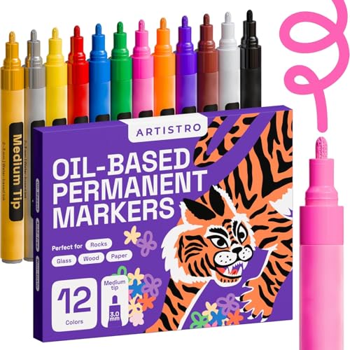 ARTISTRO 12 Ölbasierte Permanent-Marker – Verschiedene Sets mit feiner und mittlerer Spitze für Holz, Stein, Stoff, Glas, Keramik, Metall, Kunststoff und mehr – Schnelltrocknend, wasserfest, permanent ARTISTRO 12 Ölbasierte Permanent-Marker – Verschiedene Sets mit feiner und mittlerer Spitze für Holz, Stein, Stoff, Glas, Keramik, Metall, Kunststoff und mehr – Schnelltrocknend, wasserfest, permanent von Artistro
