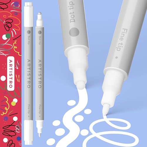 ARTISTRO 2 weiße Acrylfarbstifte mit Doppelspitze – Multiflächen-Marker für Stoff, Kunststoff und mehr, 5 mm Punkt + 1 mm feine Spitzen ARTISTRO 2 weiße Acrylfarbstifte mit Doppelspitze – Multiflächen-Marker für Stoff, Kunststoff und mehr, 5 mm Punkt + 1 mm feine Spitzen von Artistro