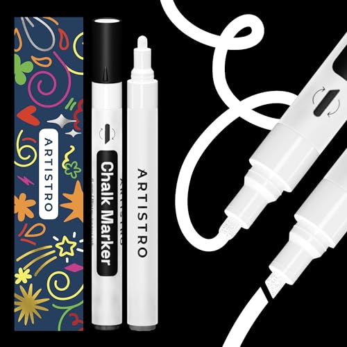 Artistro 2 weiße Neon-Kreidemarker – radierbare Kreidestifte mit 3 mm wendbarer Spitze für Tafel, Kreidetafel, Autofenster, Glas – Flüssigkreide-Marker, ideal für Kinder und Erwachsene, Restaurants Artistro 2 weiße Neon-Kreidemarker – radierbare Kreidestifte mit 3 mm wendbarer Spitze für Tafel, Kreidetafel, Autofenster, Glas – Flüssigkreide-Marker, ideal für Kinder und Erwachsene, Restaurants von Artistro