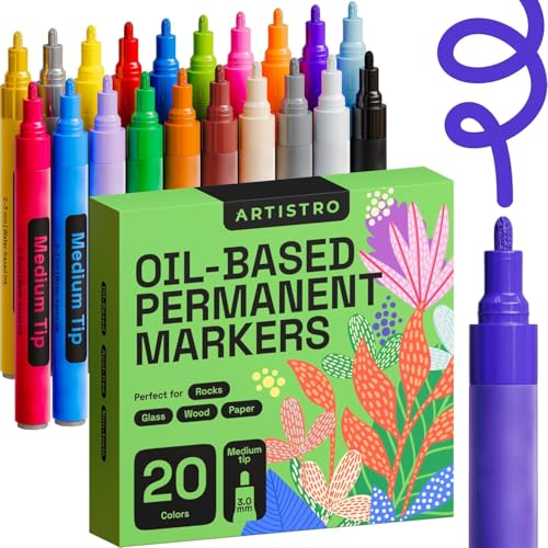 ARTISTRO 20 Ölbasierte Permanent-Marker – Verschiedene Sets mit feiner und mittlerer Spitze für Holz, Stein, Stoff, Glas, Keramik, Metall, Kunststoff und mehr – Schnelltrocknend, wasserfest, permanent ARTISTRO 20 Ölbasierte Permanent-Marker – Verschiedene Sets mit feiner und mittlerer Spitze für Holz, Stein, Stoff, Glas, Keramik, Metall, Kunststoff und mehr – Schnelltrocknend, wasserfest, permanent von Artistro