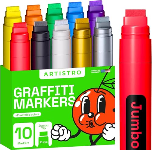 Artistro 10 mehrfarbige Jumbo-Marker, Zeichenset, Acryl-Markerstifte mit 15 mm Jumbo-Filzspitze für Stein, Holz, Leinwand, Keramik, Glas, Wandmalerei, Poster, Kunst, Zeitschriften, Kalligraphie Artistro 10 mehrfarbige Jumbo-Marker, Zeichenset, Acryl-Markerstifte mit 15 mm Jumbo-Filzspitze für Stein, Holz, Leinwand, Keramik, Glas, Wandmalerei, Poster, Kunst, Zeitschriften, Kalligraphie von Artistro