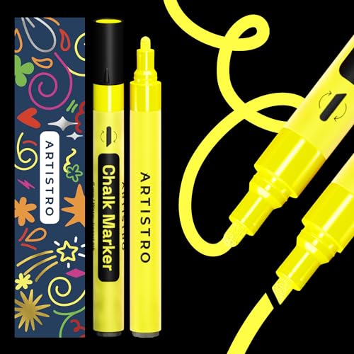 Artistro 2 Gelb Neon-Kreidemarker – radierbare Kreidestifte mit 3 mm wendbarer Spitze für Tafel, Kreidetafel, Autofenster, Glas – Flüssigkreide-Marker, ideal für Kinder und Erwachsene, Restaurants Artistro 2 Gelb Neon-Kreidemarker – radierbare Kreidestifte mit 3 mm wendbarer Spitze für Tafel, Kreidetafel, Autofenster, Glas – Flüssigkreide-Marker, ideal für Kinder und Erwachsene, Restaurants von Artistro