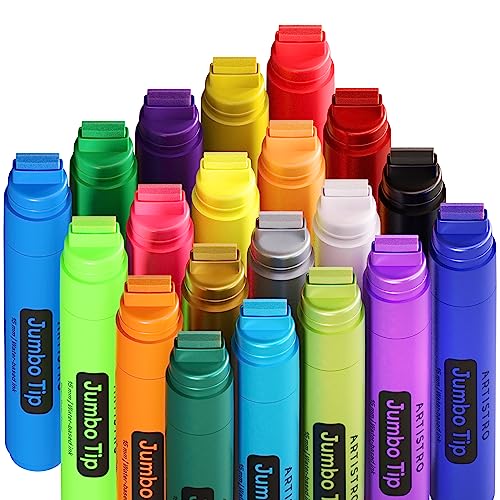 Artistro 20 Mehrfarbiger Jumbo Marker, Zeichenset, Acryl-Marker mit 15-mm-Jumbo-Filzspitze für Stein, Holz, Leinwand, Keramik, Glas, Wandgemälde, Poster, Kunstzeitschriften, Kalligraphie Artistro 20 Mehrfarbiger Jumbo Marker, Zeichenset, Acryl-Marker mit 15-mm-Jumbo-Filzspitze für Stein, Holz, Leinwand, Keramik, Glas, Wandgemälde, Poster, Kunstzeitschriften, Kalligraphie von Artistro