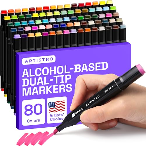 Artistro 80 Dual-Tip Alkoholmarker – Alkoholbasierte Stifte-Set, Meißel- + Feine Spitze, Schnell trocknend, Inklusive Tragetasche Artistro 80 Dual-Tip Alkoholmarker – Alkoholbasierte Stifte-Set, Meißel- + Feine Spitze, Schnell trocknend, Inklusive Tragetasche von Artistro