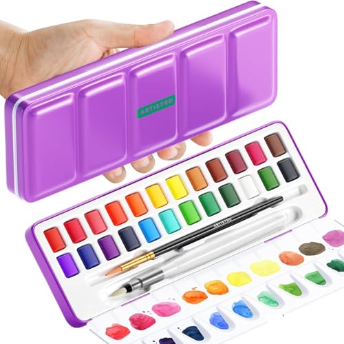 Artistro Aquarellfarben-Set mit 24 Farben, Reise-Aquarellfarben-Set in tragbarer Box, Wasserfarben-Sets für Kinder, Mini-Aquarellfarben-Set für Erwachsene für Künstler, Anfänger, Hobby-Bastler Artistro Aquarellfarben-Set mit 24 Farben, Reise-Aquarellfarben-Set in tragbarer Box, Wasserfarben-Sets für Kinder, Mini-Aquarellfarben-Set für Erwachsene für Künstler, Anfänger, Hobby-Bastler von Artistro