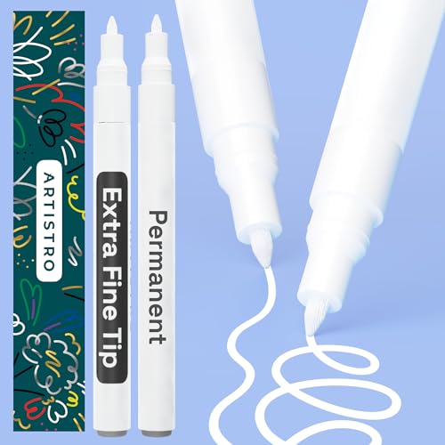 Artistro Permanent Marker Weiß - 2 Stück Acrylstifte Weiß - Wasserfest Filzstift mit 0,7 mm Spitze, Schnell Trocknender Glanzlackmarker für Textil, Keramik, Glas, Holz, Metall, Karton Artistro Permanent Marker Weiß - 2 Stück Acrylstifte Weiß - Wasserfest Filzstift mit 0,7 mm Spitze, Schnell Trocknender Glanzlackmarker für Textil, Keramik, Glas, Holz, Metall, Karton von Artistro