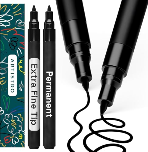 Artistro Permanent Marker Schwarz - 2 Stück Acrylstifte Schwarz - Wasserfest Filzstift mit 0,7 mm Spitze, Schnell Trocknender Glanzlackmarker für Textil, Stein, Keramik, Glas, Holz, Metall, Karton Artistro Permanent Marker Schwarz - 2 Stück Acrylstifte Schwarz - Wasserfest Filzstift mit 0,7 mm Spitze, Schnell Trocknender Glanzlackmarker für Textil, Stein, Keramik, Glas, Holz, Metall, Karton von Artistro