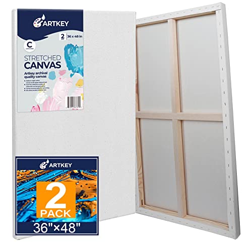 Keilrahmen zum Malen, 90 x 120 cm, 2er-Pack, 300 g/m², dreifach grundiert, säurefrei, 100 % Baumwolle, gerahmte Leinwand, leere Kunstleinwände für Acryl, Gießen, Öl, Aquarellmalerei von Artkey