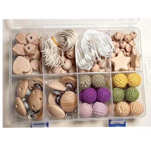Artlatu 135 Stk Makramee Holzperlen Set,102stk Holzperlen,24 stk 20mm Häkeln Holzperlen, 10stk holzclip,20m Bastelseilen, für DIY Schmuck Herstellung Heimwerker Handwerk Makramee (purple) von Artlatu