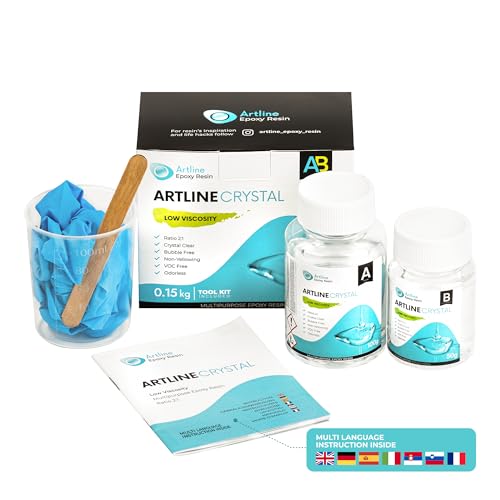 ARTline Transparentes Epoxidharz – Komplettes Epoxidharz-Set für Anfänger und Handwerker – Niedrige Viskosität – 0,15 kg von Artline Epoxy Resin