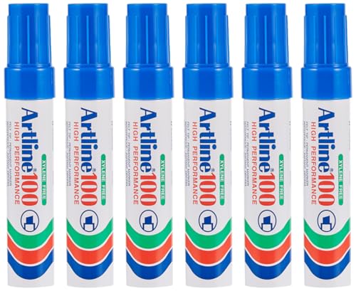 Artline 100 7,5–12 mm Giant Keilspitze permanent marker – Blau [6 Stück] von Artline
