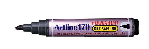 Artline 170 2 mm Dry Safe Bullet Tip Permanent Marker, schwarz [12 Stück] von Artline