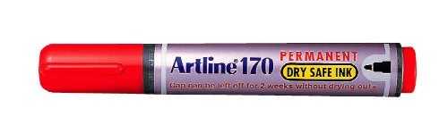 Artline 170 2 mm Dry Safe Rundspitze permanent marker – Rot [12 Stück] von Artline