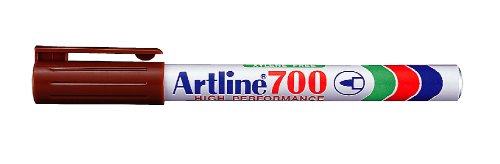Artline Ek700 0,7 mm Slim Line Body mit Pocket Clip nachfüllbar, permanent marker – Aluminium/Braun von Artline