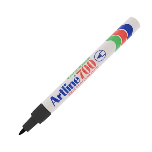 Artline Ek700 0,7 mm Slim Line Body mit Pocket Clip nachfüllbar Permanent Marker, Aluminium/schwarz von Artline