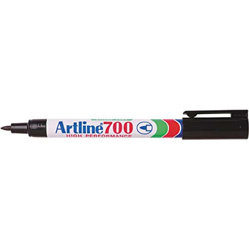 Artline Ek700 0,7 mm Slim Line Body mit Pocket Clip nachfüllbar Permanent Marker, Aluminium/schwarz von Artline