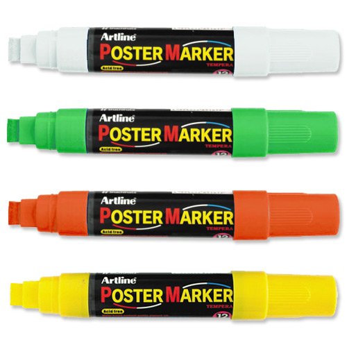 Artline Poster Marker auf Wasserbasis 12mm Spitze, sortiert (4 Stück) von Artline