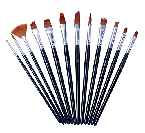 12PCS Nylon Künstlerpinsel-Set - Professionelle Gemischte Pinsel In Wirtschaft Verpackung. Perfekt Für Aquarell/Acryl/Gouache/Öl/Gesichtsfarbe - Mehrfachnutzen. von EXERZ