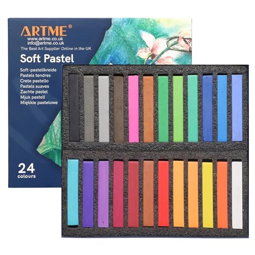 Artme Softpastellkreide 24er Etui - Weiche Pastellkreide - für Künstler, Hobbymaler, Schule, Kunstunterricht. von Artme