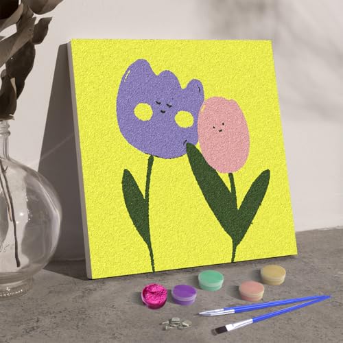 Artnanas Malen Nach Zahlen Klein Vorgemischte Quarzsand-Farbe, 3d Sandbilder Basteln DIY Set, Einzigartiges Bastelset 15x15cm - Blume Artnanas Malen Nach Zahlen Klein Vorgemischte Quarzsand-Farbe, 3d Sandbilder Basteln DIY Set, Einzigartiges Bastelset 15x15cm - Blume von Artnanas
