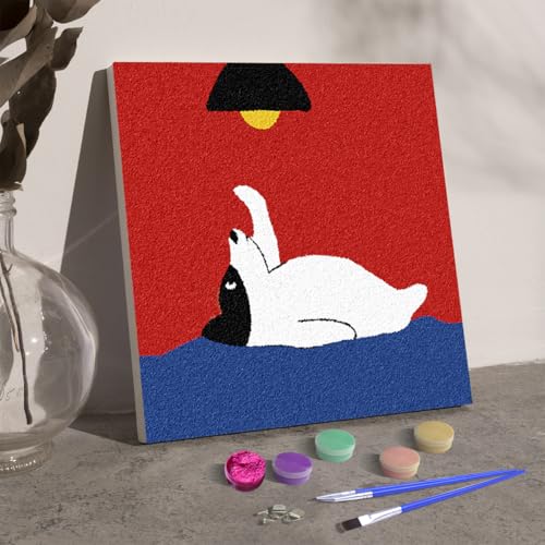 Artnanas Malen Nach Zahlen Klein Vorgemischte Quarzsand-Farbe, 3d Sandbilder Basteln DIY Set, Einzigartiges Bastelset 15x15cm - Hund Artnanas Malen Nach Zahlen Klein Vorgemischte Quarzsand-Farbe, 3d Sandbilder Basteln DIY Set, Einzigartiges Bastelset 15x15cm - Hund von Artnanas