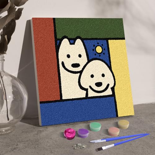 Artnanas Malen Nach Zahlen Klein Vorgemischte Quarzsand-Farbe, 3d Sandbilder Basteln DIY Set, Einzigartiges Bastelset 15x15cm - Hund Artnanas Malen Nach Zahlen Klein Vorgemischte Quarzsand-Farbe, 3d Sandbilder Basteln DIY Set, Einzigartiges Bastelset 15x15cm - Hund von Artnanas