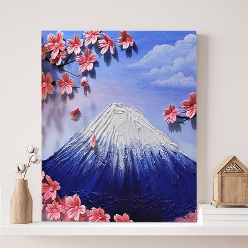 DIY-Relief-Texturmalerei-Set, 3D Malen nach Zahlen- Berg Fuji und Kirschblüten ,Bastelset Erwachsene Gemälde Blumen, Kreativ Set für Erwachsene,DIY Handgemalt Ölgemälde Kit für Anfänger für Geschenke DIY-Relief-Texturmalerei-Set, 3D Malen nach Zahlen- Berg Fuji und Kirschblüten ,Bastelset Erwachsene Gemälde Blumen, Kreativ Set für Erwachsene,DIY Handgemalt Ölgemälde Kit für Anfänger für Geschenke von Artnanas